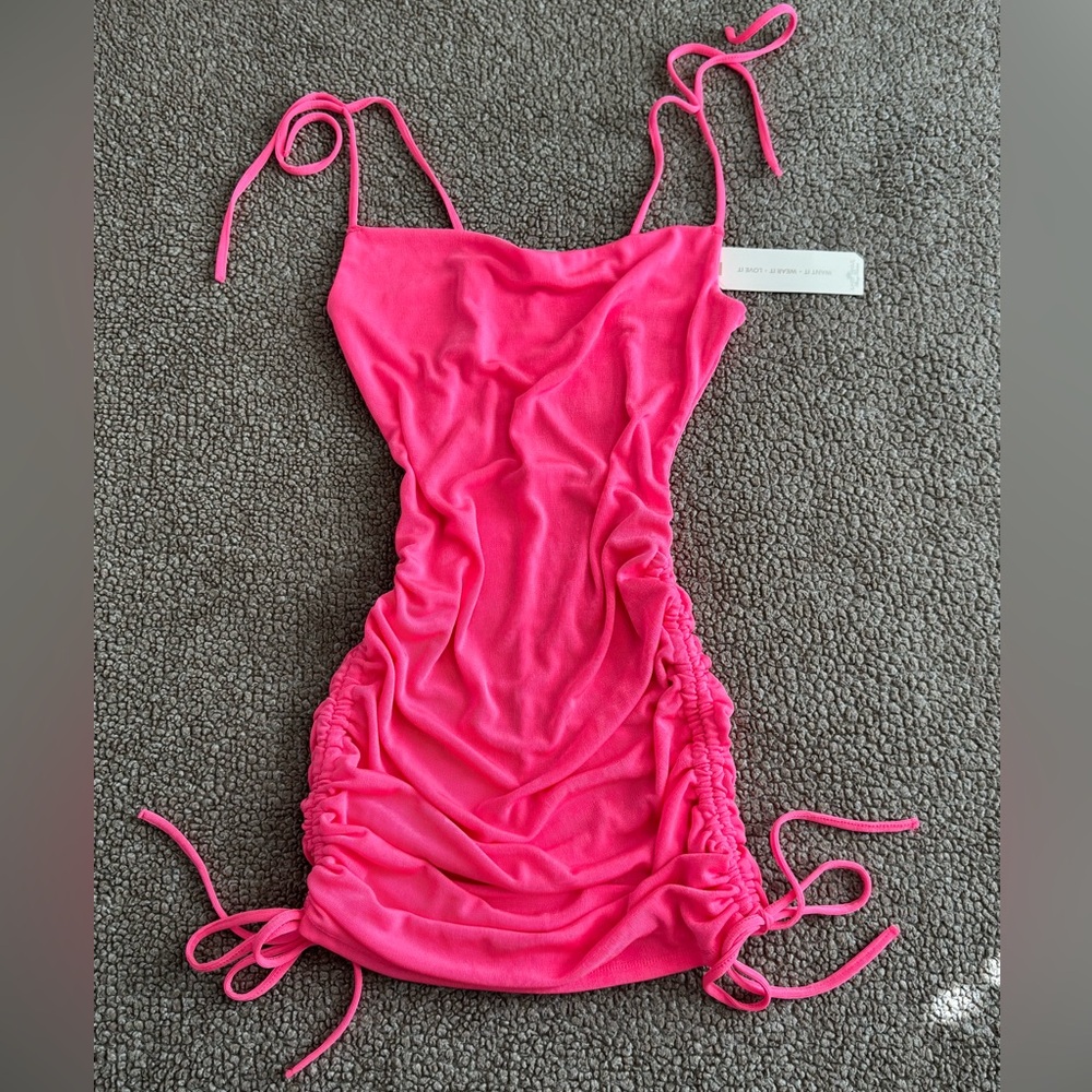 Hot Topic Almost Famous Hot Pink Ruched Strappy Mini Dress ✨NEW✨
